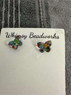 Multicolor Butterfly Stud Earrings